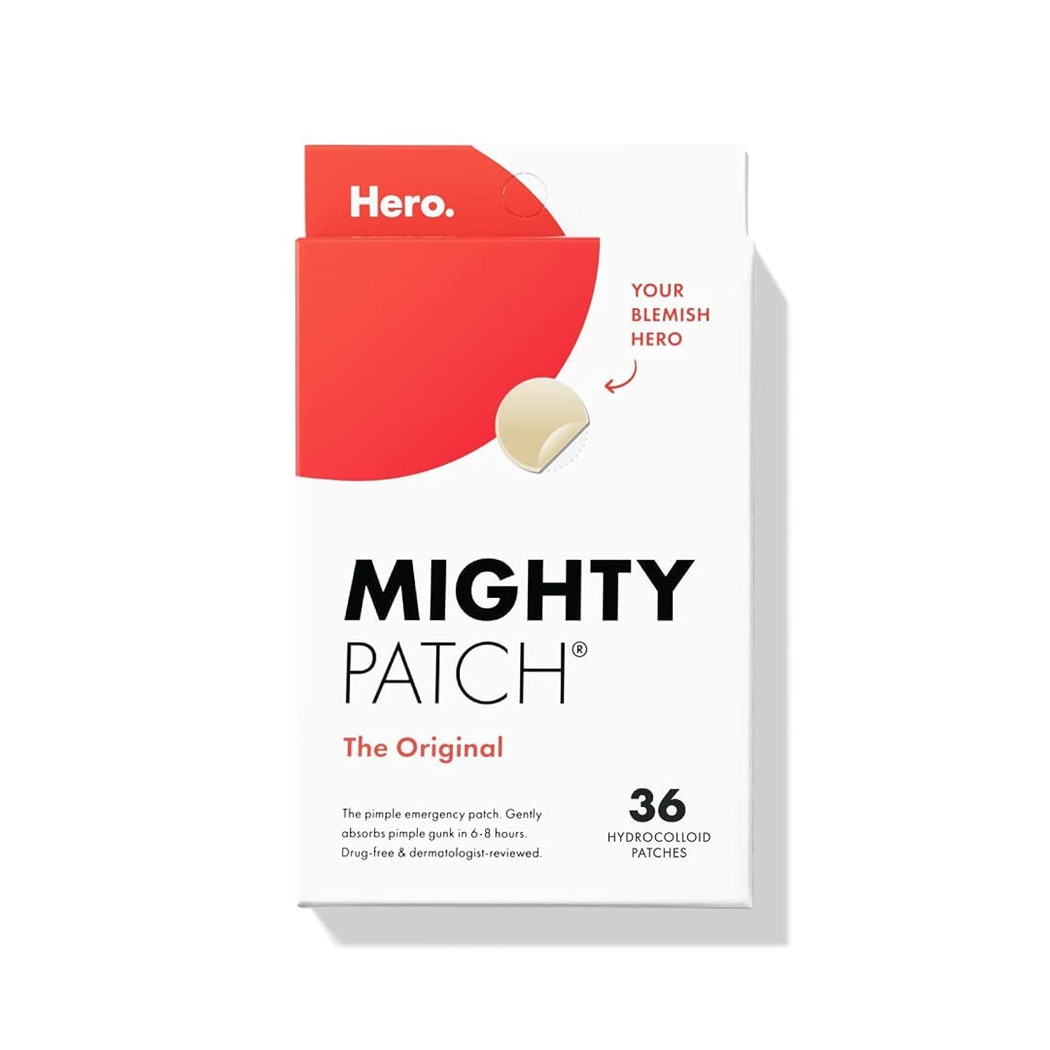 Mighty Patch Original patch from Hero Cosmetics – The #1 Hydrocolloid Acne Pimple Patch for Shrinking Zits and Whiteheads in 1 use; Nighttime Spot Stickers for Face and Skin (36 Count) - Image 13